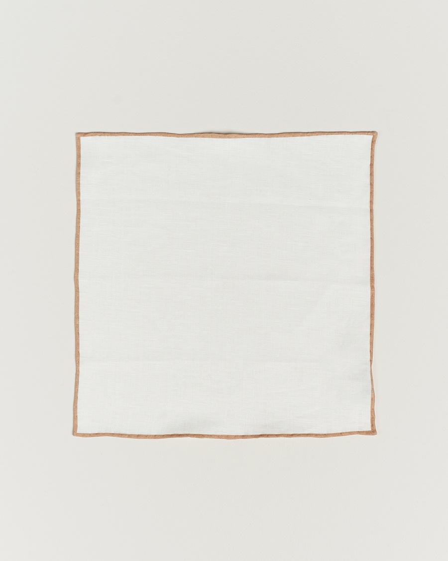 Amanda Christensen Linen Paspoal Pocket Square Sand/White – Vit