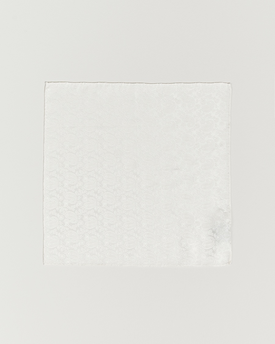 Herr | Amanda Christensen | Amanda Christensen | Tonal Paisley Silk Pocket Square Cream