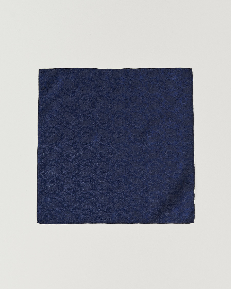 Herr | Näsdukar | Amanda Christensen | Tonal Paisley Silk Pocket Square Navy