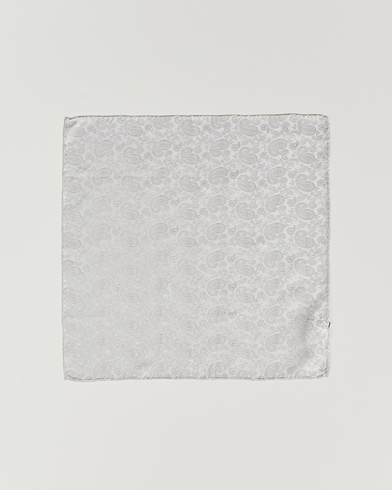 Herr | Accessoarer | Amanda Christensen | Tonal Paisley Silk Pocket Square Silver
