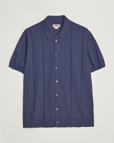 Herr |  | Baracuta | Horatio Cotton Garment Dyed Knitted Polo Shirt Navy