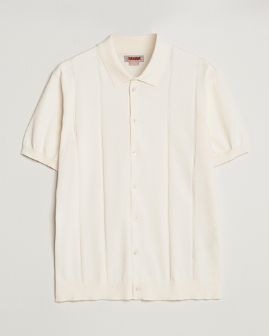 Herr |  | Baracuta | Horatio Cotton Garment Dyed Knitted Polo Shirt Ivory