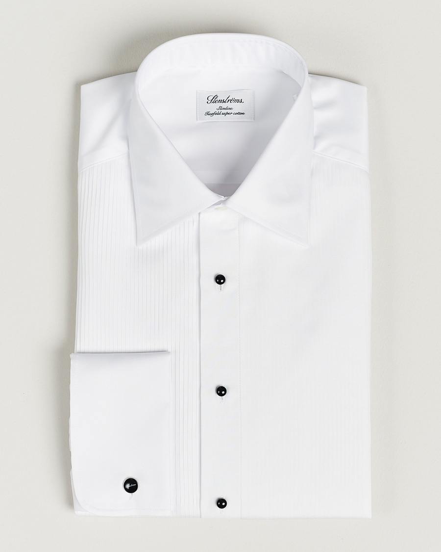 Stenströms Slimline Open Smoking Shirt White – Vit