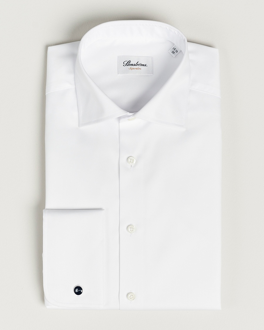 Herr | | Stenströms | Superslim Double Cuff Cotton Shirt White