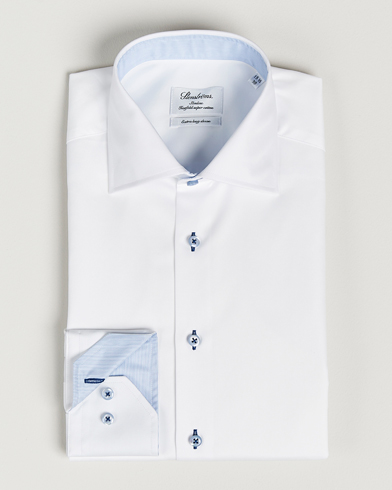 Herr | Mörk kostym | Stenströms | Slimline X-Long Sleeve Contrast Shirt White