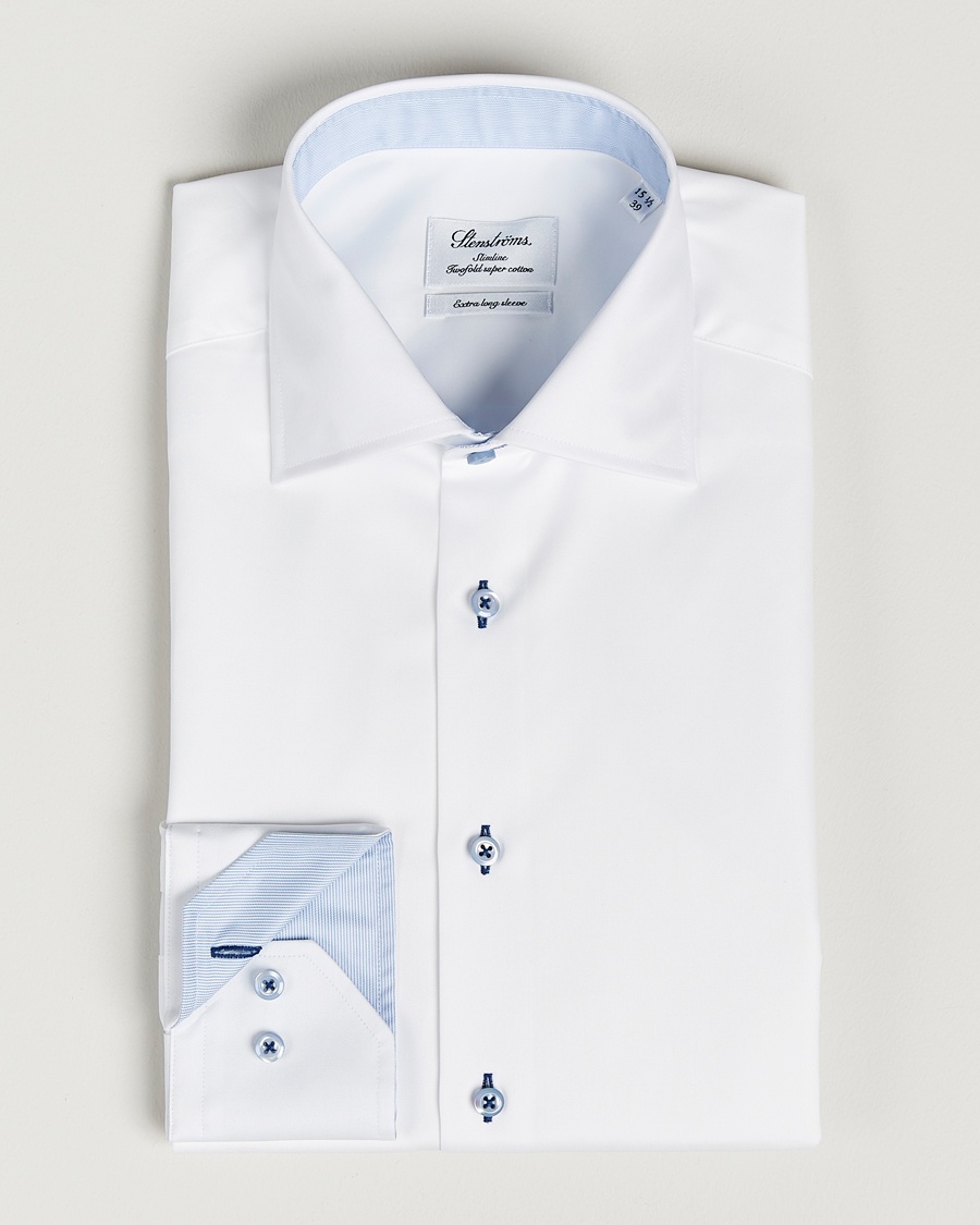 Herr | | Stenströms | Slimline X-Long Sleeve Contrast Shirt White