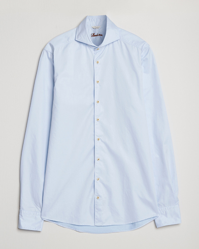 Herr |  | Stenströms | Slimline X-Long Sleeve Washed Cotton Shirt Light Blue