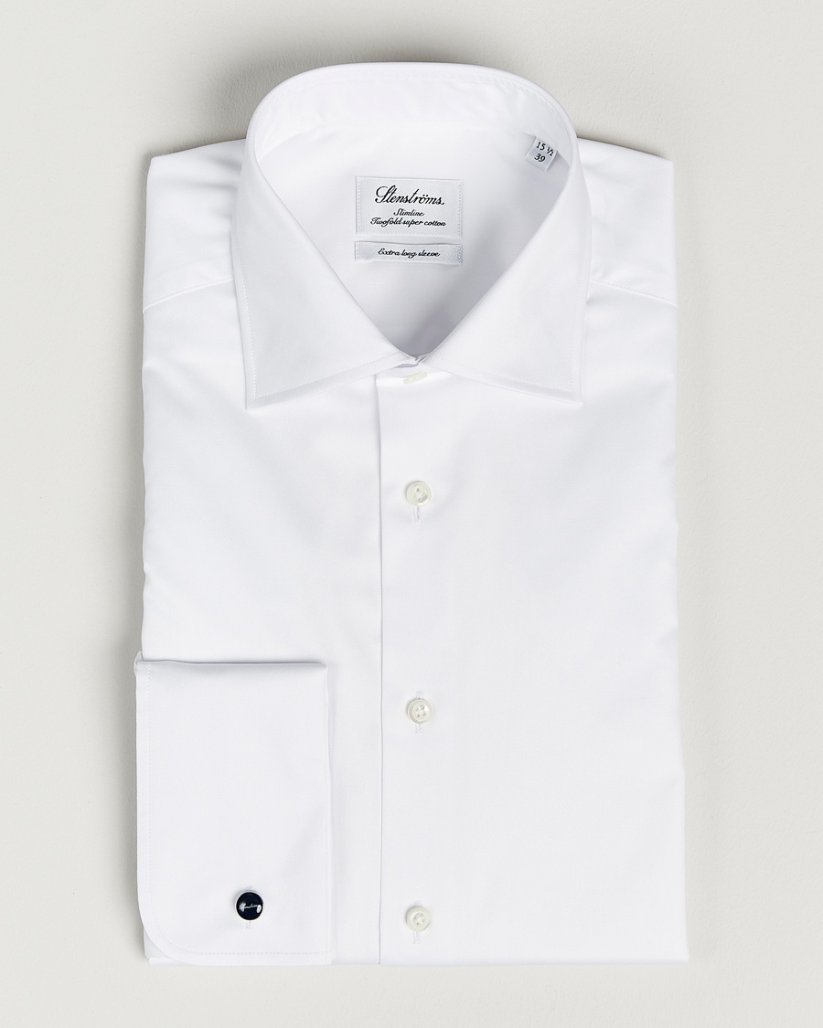 Herr | | Stenströms | Slimline X-Long Sleeve Double Cuff Shirt White