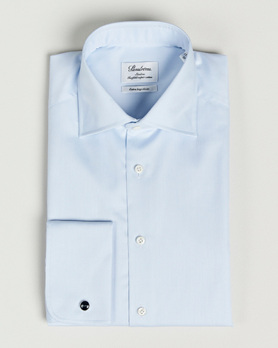 Herr |  | Stenströms | Slimline X-Long Sleeve Double Cuff Shirt Light Blue