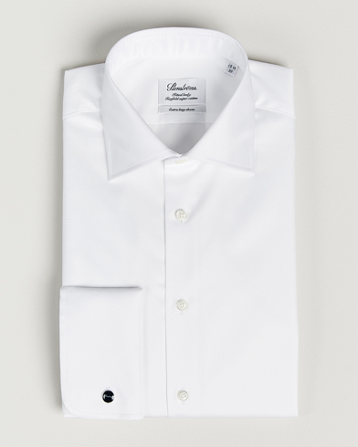 Herr |  | Stenströms | Fitted Body X-Long Sleeve Double Cuff Shirt White