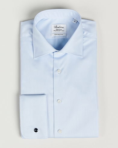 Herr | Mörk kostym | Stenströms | Fitted Body X-Long Sleeve Double Cuff Shirt Light Blue