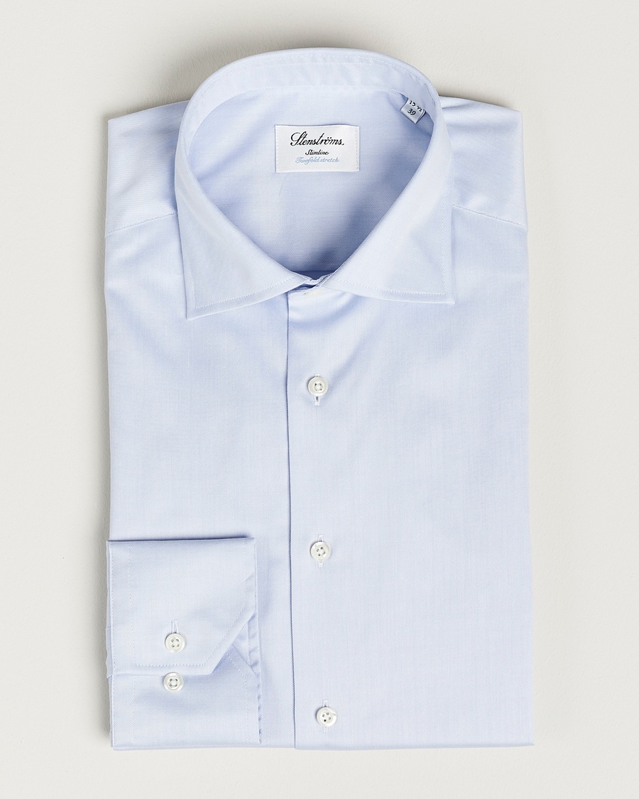 Herr | | Stenströms | Slimline Twofold Stretch Shirt Light Blue