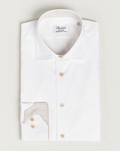 Herr | Stenströms | Stenströms | Slimline Contrast Cotton Shirt White
