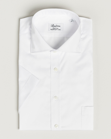 Herr | Kortärmade skjortor | Stenströms | Fitted Body Short Sleeve Twill Shirt White
