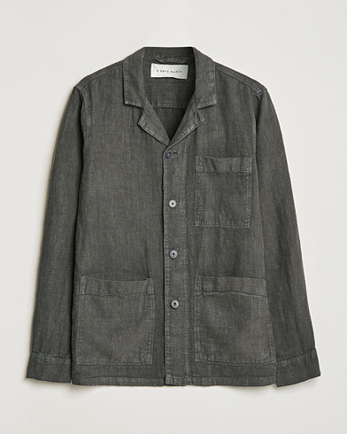 Herr | Overshirts | A Day's March | Bangher Linen Overshirt Olive