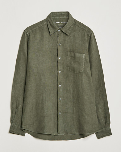 Herr | A Day's March | A Day's March | Abu Linen Shirt Seaweed