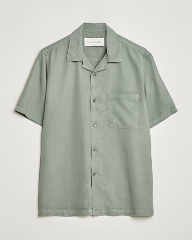 Herr | Kortärmade skjortor | A Day's March | Yamu Short Sleeve Tencel Shirt Dusty Green