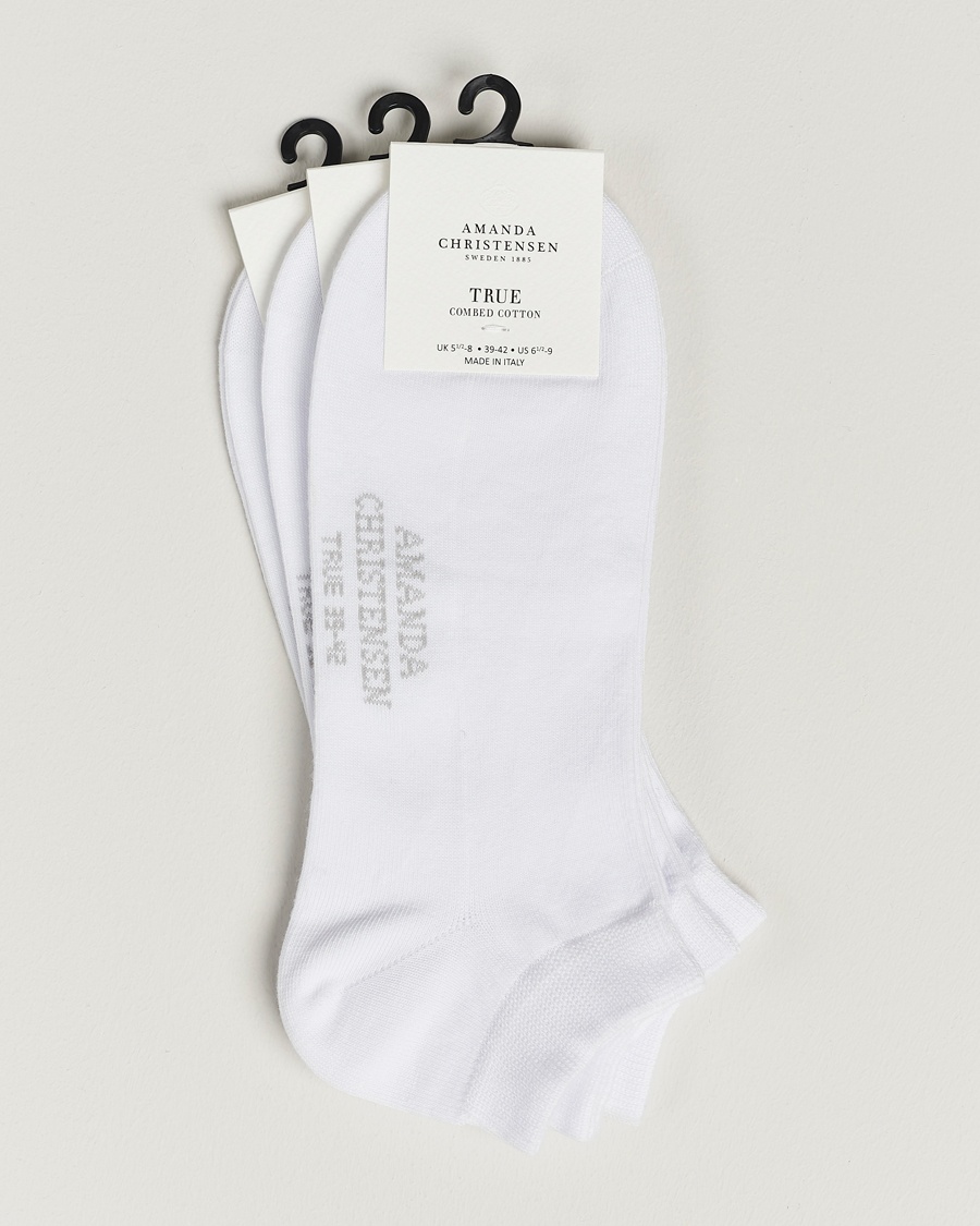 Amanda Christensen 3-Pack True Cotton Sneaker Socks White – Flerfärgad