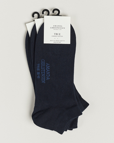 Herr |  | Amanda Christensen | 3-Pack True Cotton Sneaker Socks Dark Navy