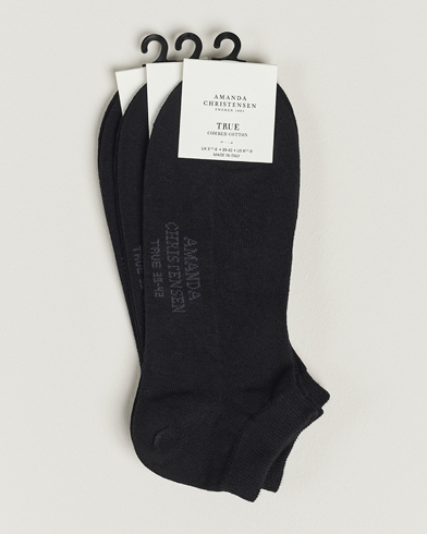 Herr | Ankelstrumpor | Amanda Christensen | 3-Pack True Cotton Sneaker Socks Black