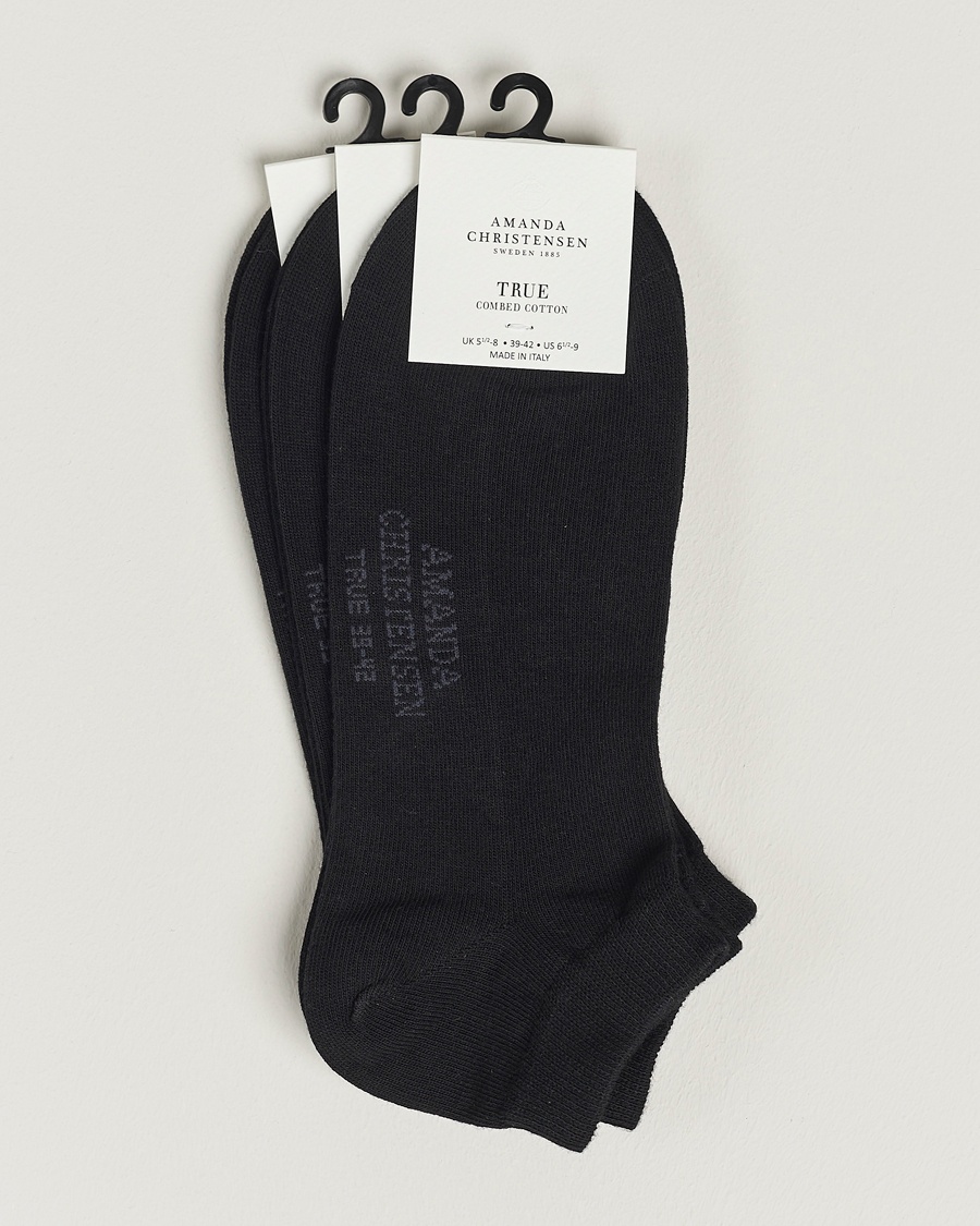 Amanda Christensen 3-Pack True Cotton Sneaker Socks Black – Svart