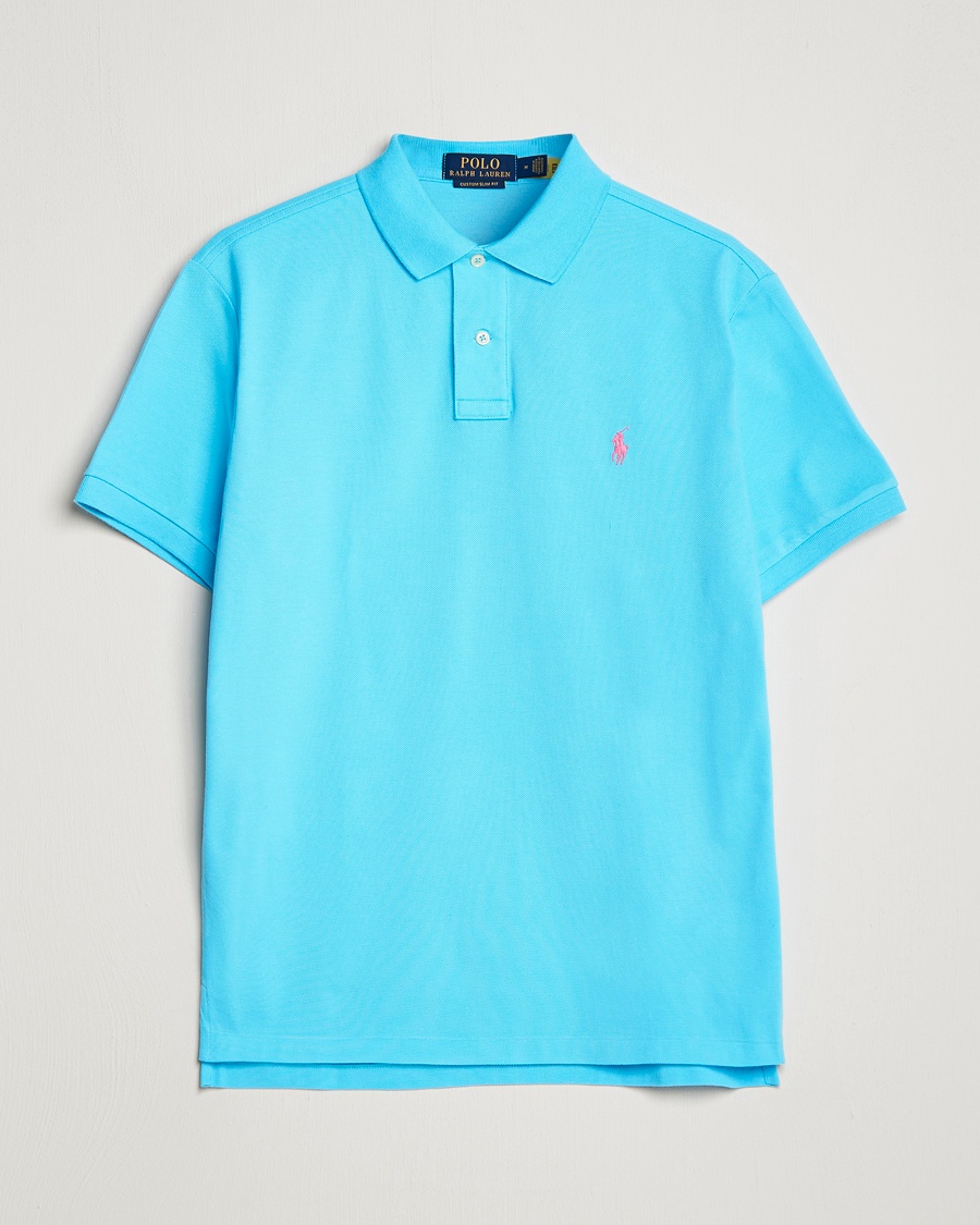 Polo Ralph Lauren Custom Slim Fit Polo Turquoise Nova – Blå