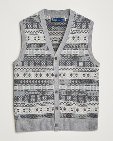 Herr | Västar & Slipovers | Polo Ralph Lauren | Knitted Fairisle Vest Grey