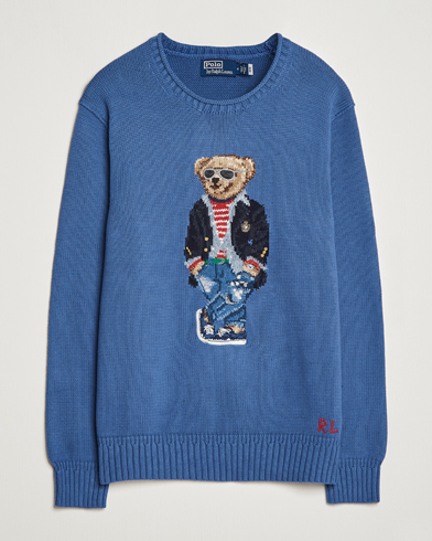 Herr | Stickade tröjor | Polo Ralph Lauren | Cotton Knitted Bear Sweater Blue Haven