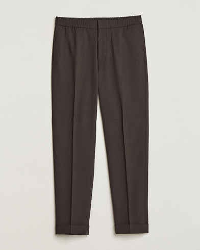 Herr | Byxor | Tiger of Sweden | Taven Drawstring Wool Trousers Coffee