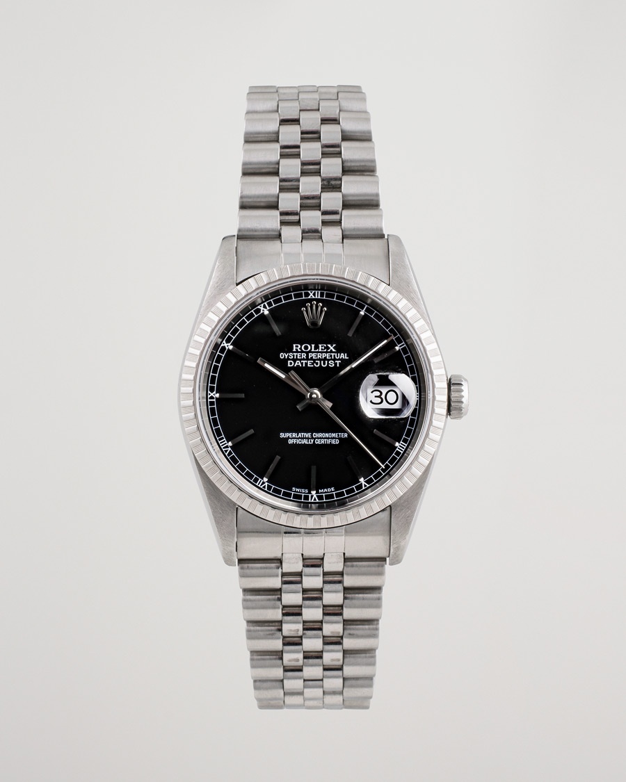 Rolex Pre-Owned Datejust 16220 Oyster Perpetual Black Steel Black – Svart