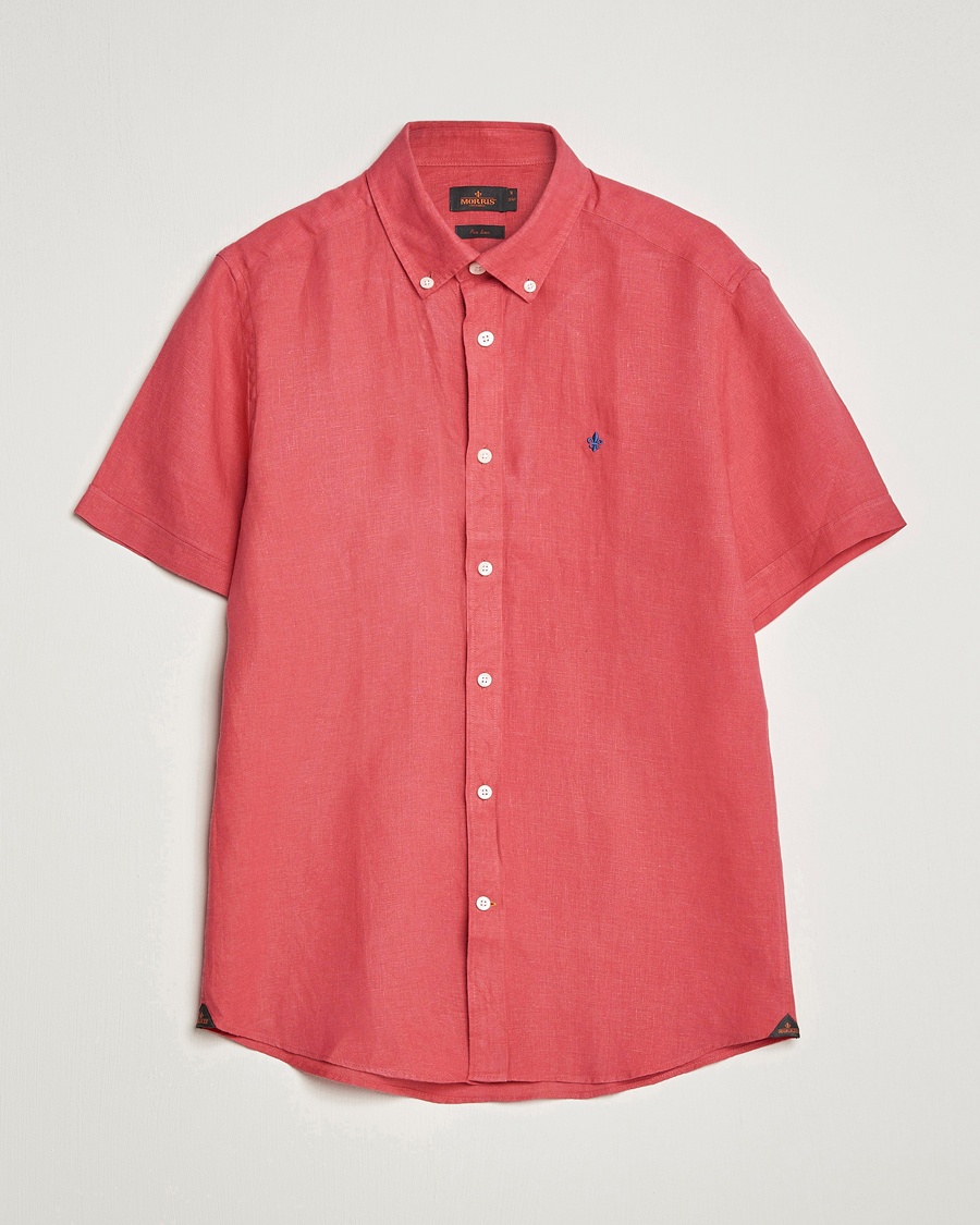 Herr | | Morris | Douglas Linen Short Sleeve Shirt Cerise