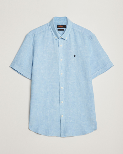 Herr |  | Morris | Douglas Linen Short Sleeve Shirt Light Blue
