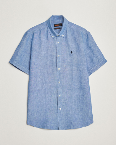 Herr | Kortärmade skjortor | Morris | Douglas Linen Short Sleeve Shirt Blue