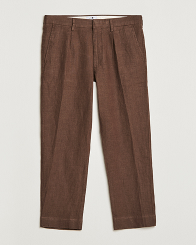 Herr | Linnebyxor | NN07 | Bill Pleated Linen Trousers Brown
