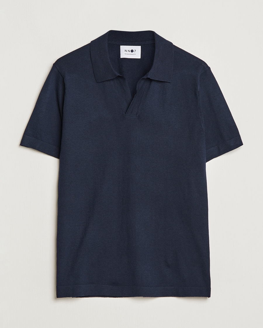 NN07 Ryan Cotton/Linen Polo Navy Blue – Blå