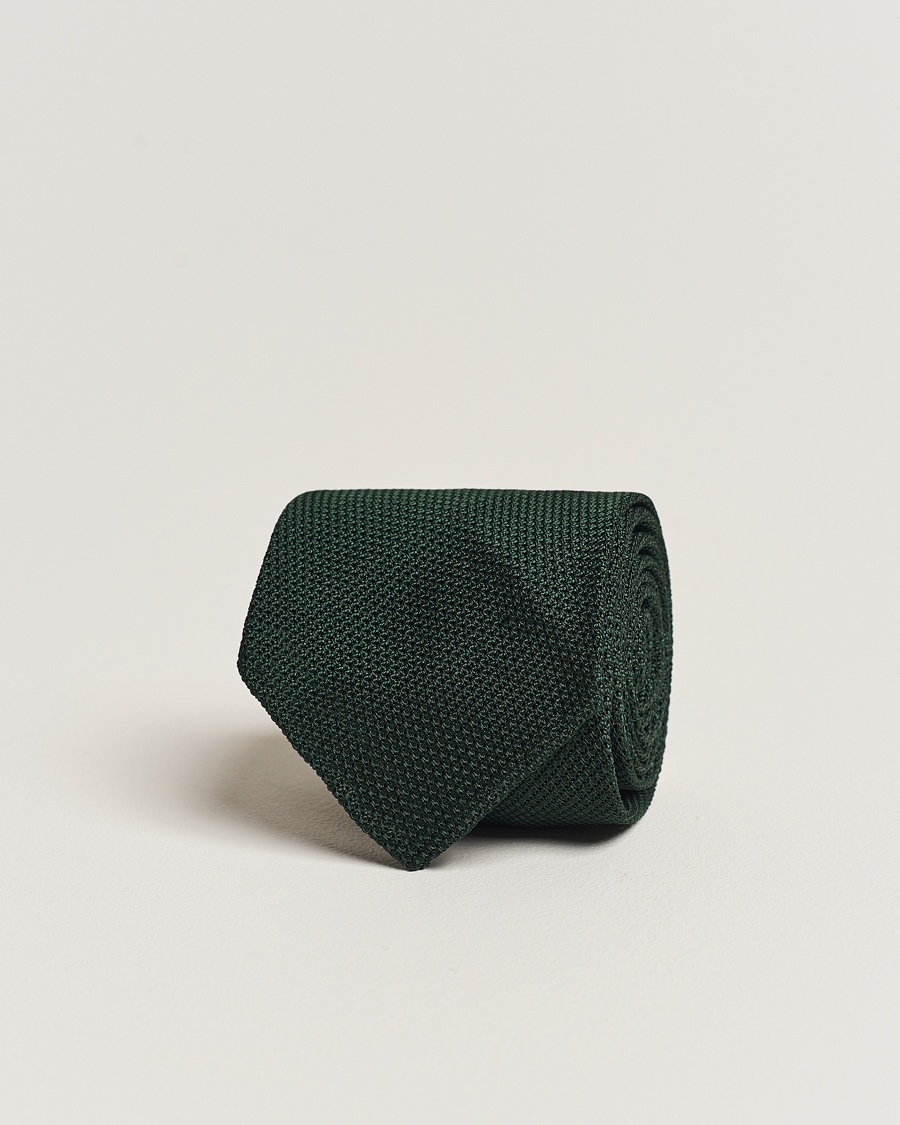 Finamore Napoli Grenadine Silk Tie Forest Green