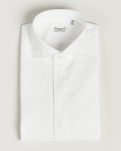 Herr | Finamore Napoli | Finamore Napoli | Milano Slim Plisse Smoking Shirt White
