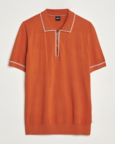 Herr |  | BOSS BLACK | Oleonardo Knitted Half Zip Polo Dark Orange