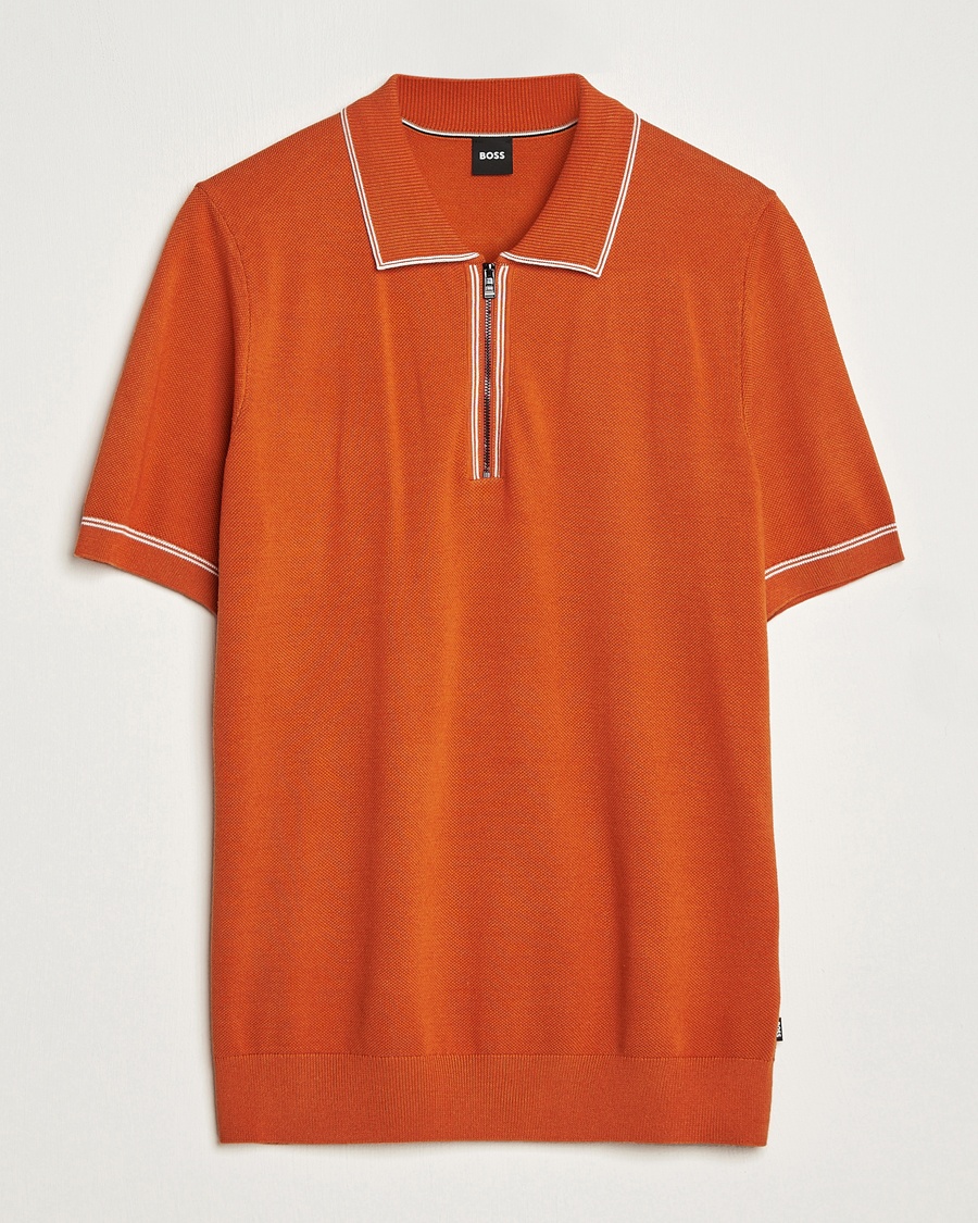 Herr | | BOSS BLACK | Oleonardo Knitted Half Zip Polo Dark Orange