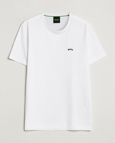 Herr | BOSS GREEN | BOSS GREEN | Curved Logo Crew Neck T-Shirt Natural
