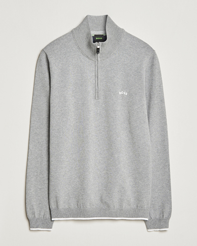Herr | Rea kläder | BOSS GREEN | Zallo Knitted Half Zip Sweater Light Grey