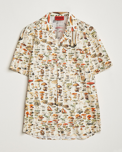 Herr | Kortärmade skjortor | HUGO | Ellino Mushroom Short Sleeve Shirt Beige Overflow