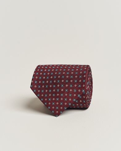 Herr | Slipsar | E. Marinella | 3-Fold Printed Silk Tie Burgundy