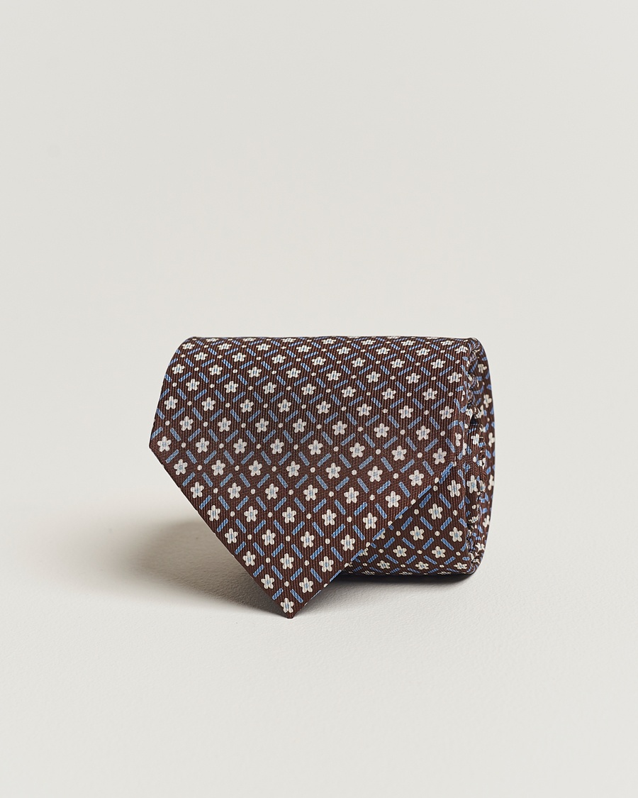 Herr | | E. Marinella | 3-Fold Printed Silk Tie Dark Brown