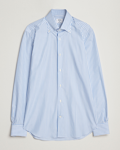 Herr | Mazzarelli | Mazzarelli | Soft Button Down Striped Shirt Light Blue