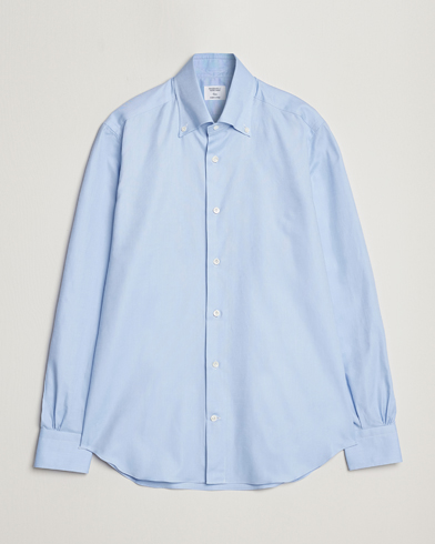 Herr |  | Mazzarelli | Soft Washed Button Down Oxford Shirt Light Blue