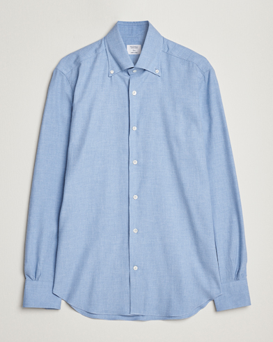 Herr |  | Mazzarelli | Soft Button Down Flannel Shirt Light Blue