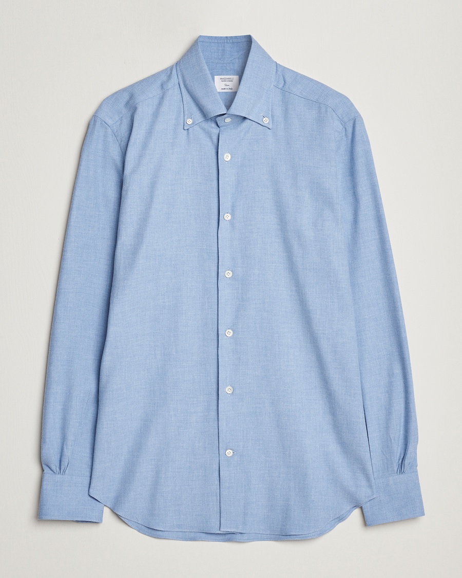 Herr | Mazzarelli | Mazzarelli | Soft Button Down Flannel Shirt Light Blue