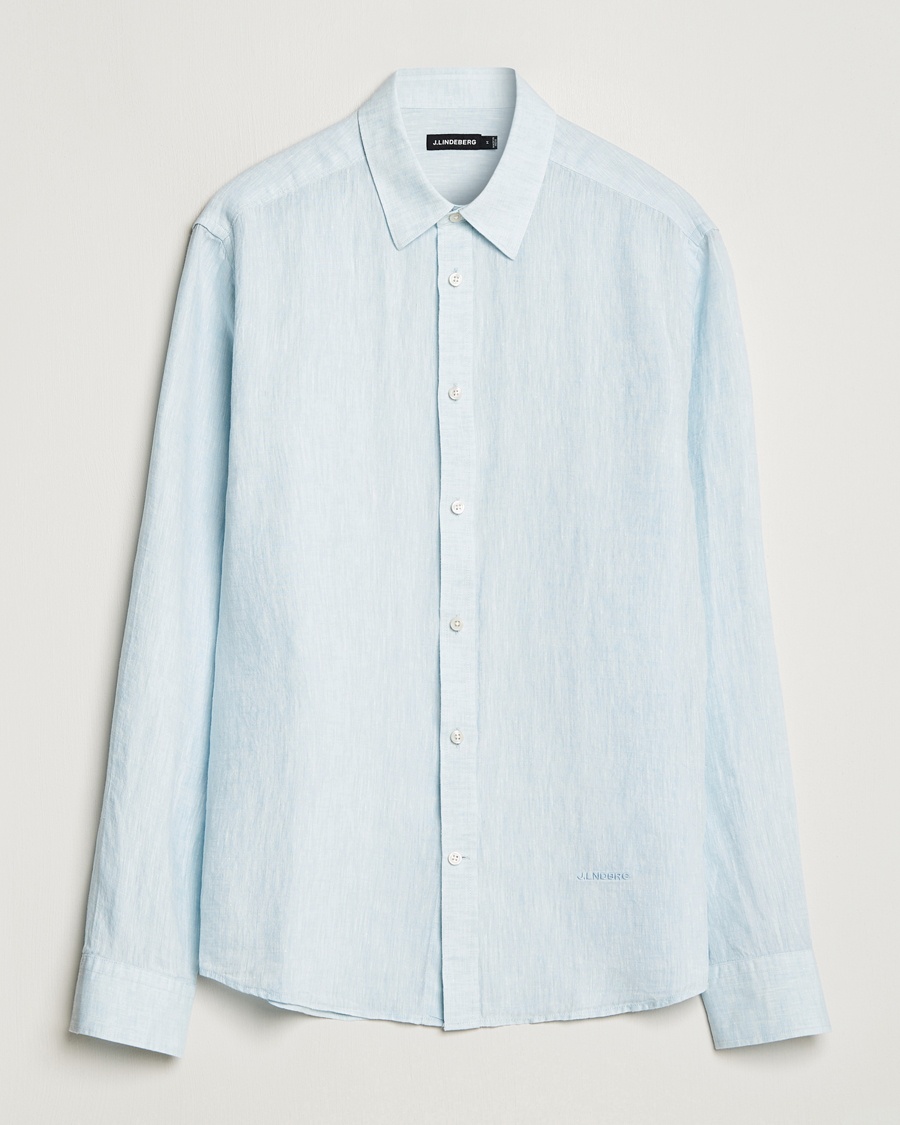 Herr | | J.Lindeberg | Reg Fit Linen Melange Shirt Dream Blue