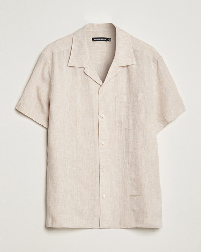 Herr | Linneavdelningen | J.Lindeberg | Reg Fit Linen Melange Short Sleeve Shirt Safari Beige